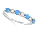 thumbnail image 4 of CHOOSE YOUR COLOR Beaded Blue Simulated Opal Stacking Ring .925 Sterling Silver Band CZ Female Size 10, 4 of 4