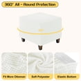 thumbnail image 3 of Ottoman Cover Square, Jacquard Ottoman Slipcover with Elastic Bottom for Living Room(White, Middle Size), 3 of 7