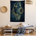 thumbnail image 2 of Psychedelic Tapestry, Crescent Moon with Boho Feathers Alchemy Magic Egyptian Myth Design, Wall Hanging for Bedroom Living Room Dorm Decor, 60W X 80L Inches, Yellow Petrol Blue, by Ambesonne, 2 of 5
