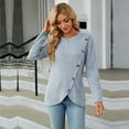 thumbnail image 3 of SWSMCLT Women's Soft Pullover Sweaters Long Sleeve Top Knit Tshirt Button Lightweight Dressy Sweater Asymmetric Fall Fashion Light Blue Medium, 3 of 5