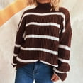 thumbnail image 3 of Yangnuo Womens Sweaters Fall Sweaters for Womens Women's Long-sleeved Turtleneck Sweater With Striped Print, 3 of 4