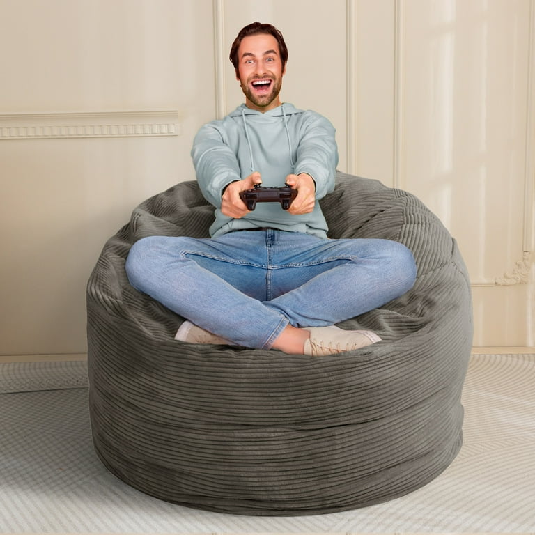 Free Shipping Giant Bean Bag Chairs Bean Bag Bed with Washable Cover Ultra Soft Convertible Bean Bag from Chair to Mattress Huge Cordoroys Bean Bags for Adult Couples Family Dgrey Queen Walmart