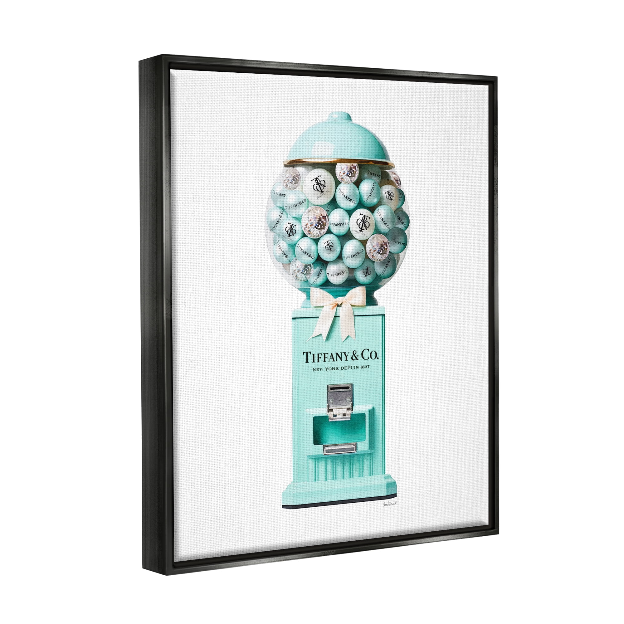 Stupell Industries Turquoise Fashion Candy Beauty & Fashion Painting Black Floater Framed Canvas Art Print Wall Art, 17 x 21