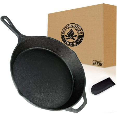 Electric Frying Pan And Broiler Backcountry Cast Iron Skillet(10 Inch Medium Frying Pan + Cloth Handle Mitt, Pre-Seasoned for Non-Stick Like Surface, Cookware Oven/Broiler/Grill Safe, Kitchen Deep Fryer, Restaurant Chef Quality) Cas ()