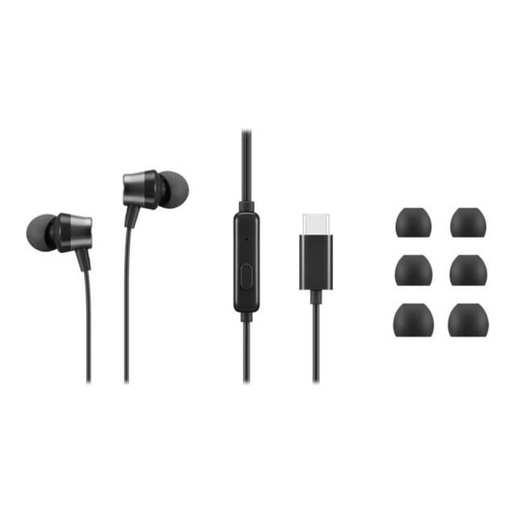 Lenovo Go - Earphones with mic - in-ear - black - for ThinkCentre M60q Chromebox; M70s Gen 3; M70t Gen 3; ThinkPad E14 Gen 3; P15v Gen 3
