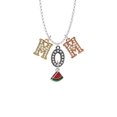 thumbnail image 2 of Delight Jewelry Silvertone Mini Enamel Watermelon Slice Multi-Colored Crystal Mom Charm Necklace, 2 of 5