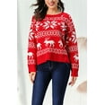 thumbnail image 3 of BeautyIn Chandail Tricoté pour Femmes Manches Longues Col Rond Flocons de Neige Renne Chandail, 3 of 7