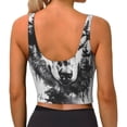 thumbnail image 4 of Goofa Majestic Wolf Landscape Printed Sports Bras for Women, High Impact Running Bra Workout Crop Tank Tops Longline Sports Bra Push up-X-Large, 4 of 9