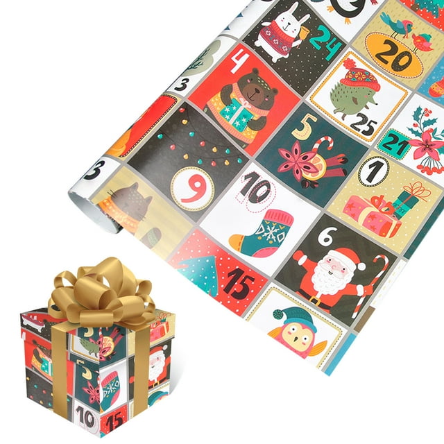 Large Sheet Christmas Wrap Paper with Classic Santa Patterns for Festive DIY Projects