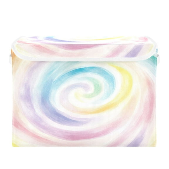 Storage Box With Lid 16.5x12.6x11.8In Foldable Stacked Household Storage Box Color Swirl