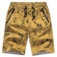 thumbnail image 1 of Aayomet Mens Swimming Trunks Pant Short Cargo Pant Solid Splice Pocket Drawstring Shorts Fashion Solid Color Loose (Gold, L), 1 of 5