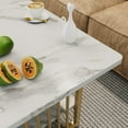 thumbnail image 6 of Aboxoo Modern 2-Tier Rectangular Wood Coffee Table with Metal Frame, White Marble, 6 of 9