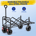thumbnail image 6 of Vecukty Collapsible Camping Garden Wagon, All-Terrain Tank Wheels for Camping With Extended Tailgate, Sports, Shopping, Beach, Support Up to 330lbs, Blue, 6 of 11