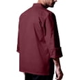 thumbnail image 4 of Nokdvo Chef Outfit for Men Lightweight Button Closure Breathable Long Sleeve Work Jacket Spring Summer Loose Uniform Pockets,Wine 2XL, 4 of 4