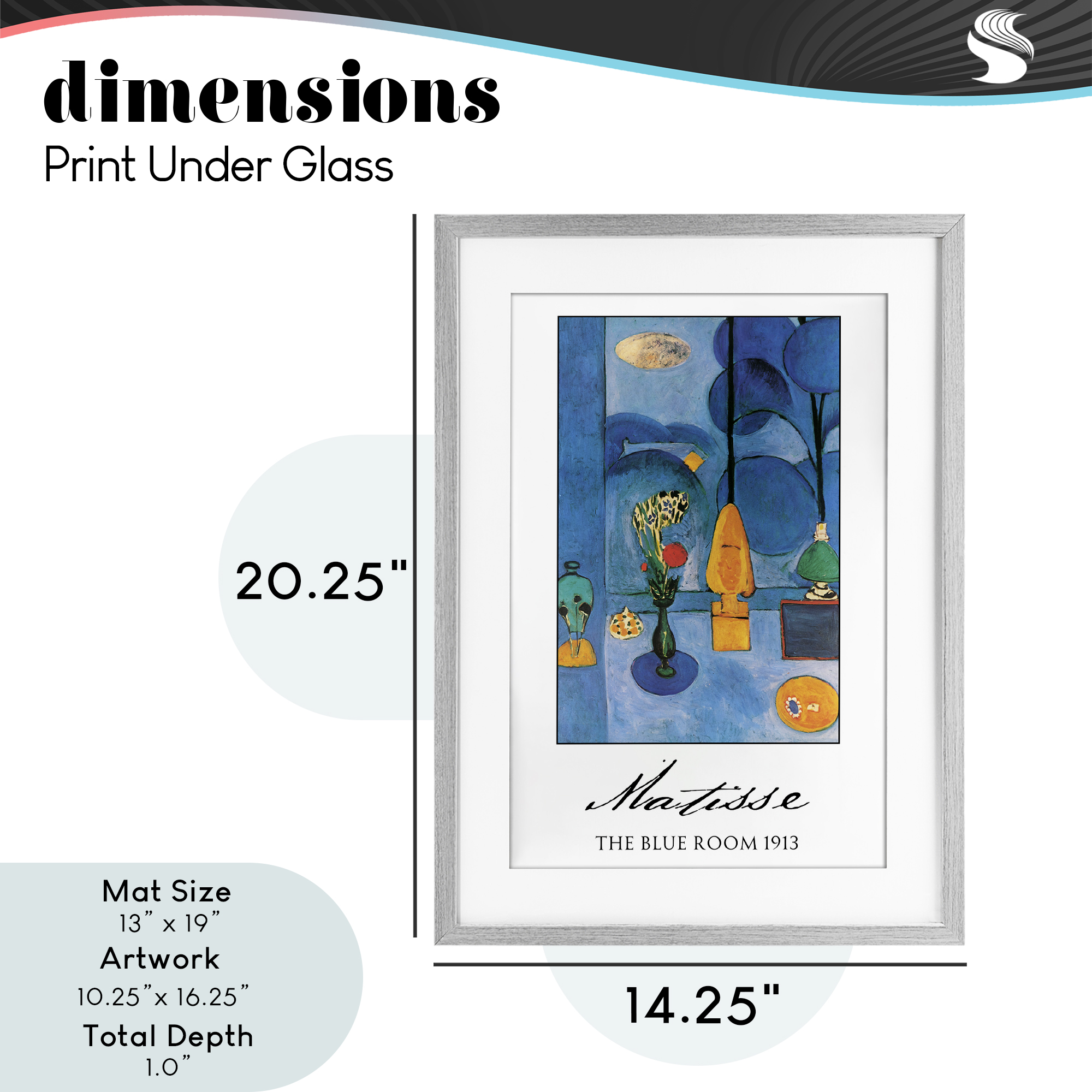 Matisse The Blue Room Gray Framed Print Under Glass, design by Vintage Hustle