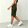 thumbnail image 5 of Bermuda Shorts for Women Hiking Casual Elastic Waist Wide Leg Suit Tailored Shorts Summer Dressy Work Shorts with Pockets Army Green 2XL, 5 of 5