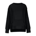 thumbnail image 5 of FAIWAD Womens Long Sleeve Round Neck Sweatshirt Loose Plus Size Basic Solid Color Side Split Pullover Tops, 5 of 5