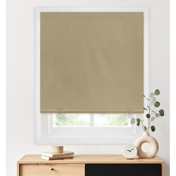 100% Blackout Roller Shades, No Tools No Drill Cordless Blinds for Windows, Thermal Insulated UV Protection Privacy Window Shades for Bedroom (36''W x 72''H, Black)