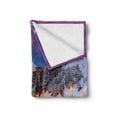 thumbnail image 2 of Winter Soft Flannel Fleece Throw Blanket, Majestic Winter Sunrise Landscape and Ski Resort Spruce Pine Forest French Alps, Cozy Plush for Indoor and Outdoor Use, 70" x 90", Multicolor, by Ambesonne, 2 of 6