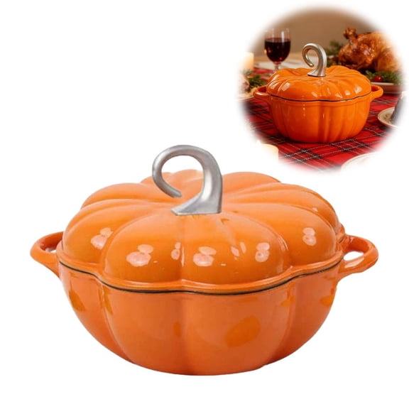 Pumpkin Dutch Oven Pot with Lid,Enameled Cast Iron Dutch Oven for Cooking