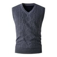 thumbnail image 2 of Sleeveless Vests for Men Knitted V Neck Fleece Lined Tank Tops Mens Casual Solid Color Stretchy Slim Pullover Basic Warm Outerwear Vest, 2 of 8