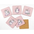 thumbnail image 2 of Inkdotpot Set of 6 Drink Coasters DecorativeNon,SlipCork Base4-inch Square PrintedCoastersEasy Clean- Unicorn, 2 of 8
