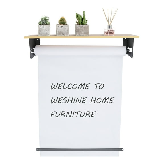 Miumaeov Paper Roll Cutter Wall Mounted Kraft Paper Dispenser Cutter with Paper Roll & Wood Shelf