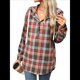 thumbnail image 3 of Sudadera con Capucha y Estampado A Cuadros para Mujer, Sudaderas Extragrandes, Camisetas de Larga, Corte Holgado Café M, 3 of 9