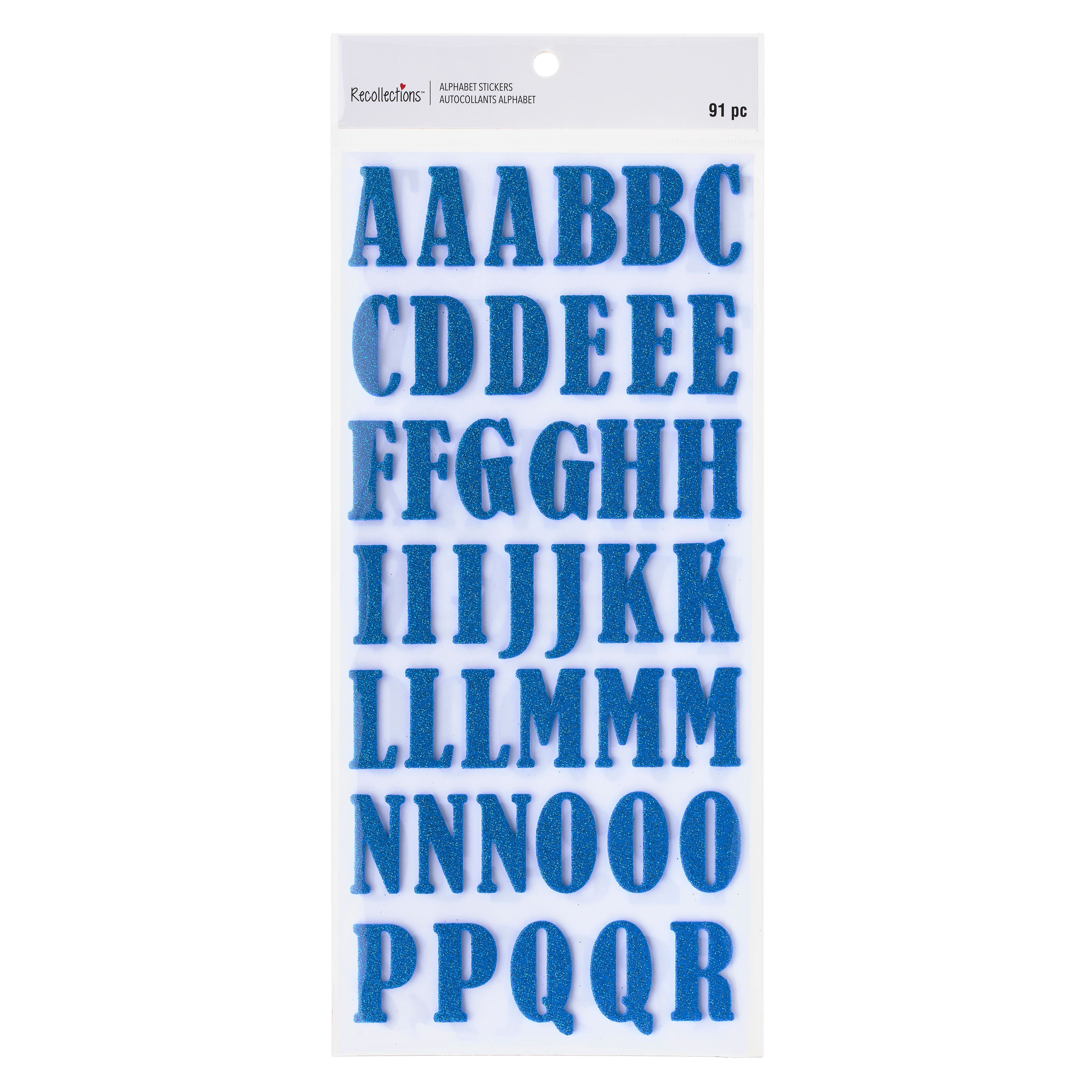 Recollections Royal Blue Bernhard Condensed Glitter Alphabet Stickers, 12 Pack