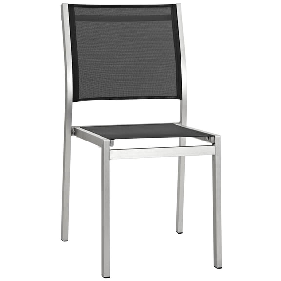 Ergode Shore Outdoor Patio Aluminum Side Chair - Silver Black