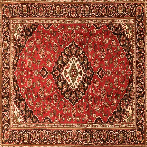 Ahgly Company Indoor Square Medallion Orange Traditional Area Rugs, 8' Square