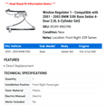 thumbnail image 2 of Window Regulator 1 - Compatible with 2001 - 2003 BMW 530i Base Sedan 4-Door 3.0L 6-Cylinder GAS 2002, 2 of 2