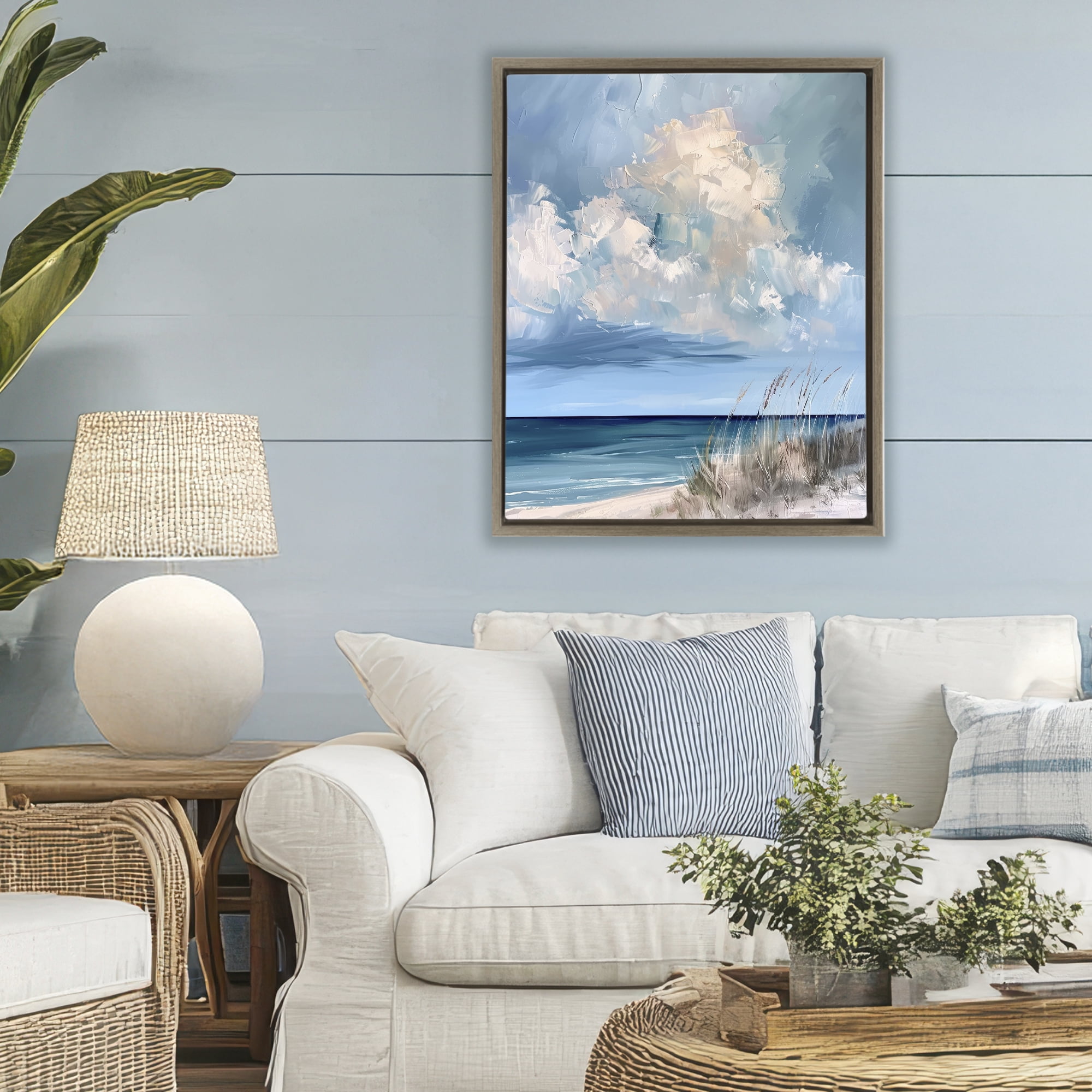 Stupell Industries A Storm Is Coming on Beach Brown Framed Floater Canvas Wall Art, design by Petal Prints Design