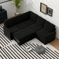 thumbnail image 3 of Gewnee 5-Seater Black L-Shaped Convertible Sofa - Skin-Friendly & Wear-Resistant Chenille Fabric, Solid Wood Frame with Multifunctional Storage, for Living Rooms & Halls, 3 of 11