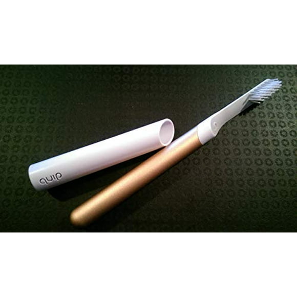 Gold Quip Electric Toothbrush - Gold Metal - Electric Brush and Travel Cover Mount - Frustration Free Packaging