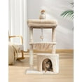 thumbnail image 5 of ANHXN Small Leopard Print Cat Tree for Indoor Cats, Cat Tower with Scratching Post, Modern Cat House with Padded Perch, Kittens Condo with Cradle, 5 of 14