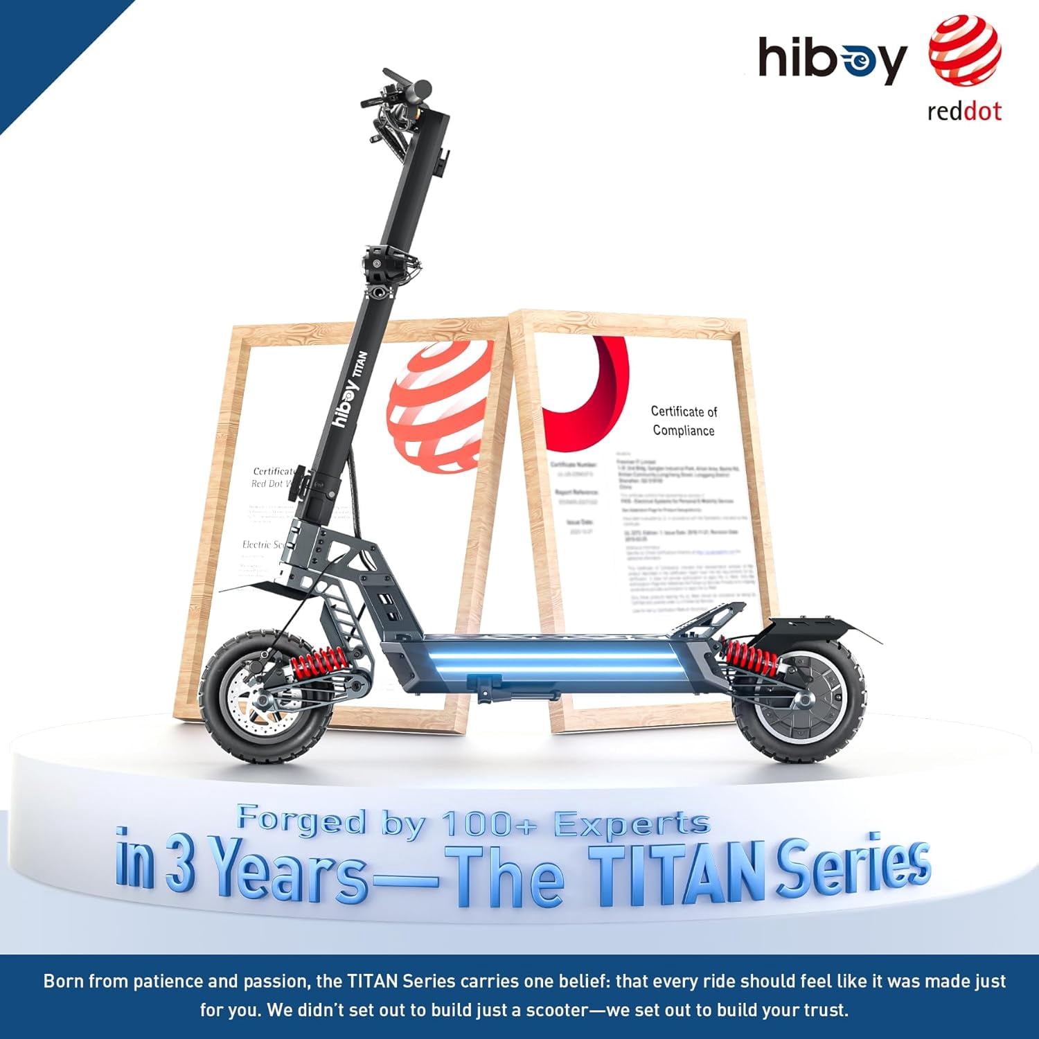 Hiboy Titan 1000W 25MPH 46Mi Range 10" Off-Road Tires, Dual Suspension & Hydraulic Brakes, Foldable E-Scooter