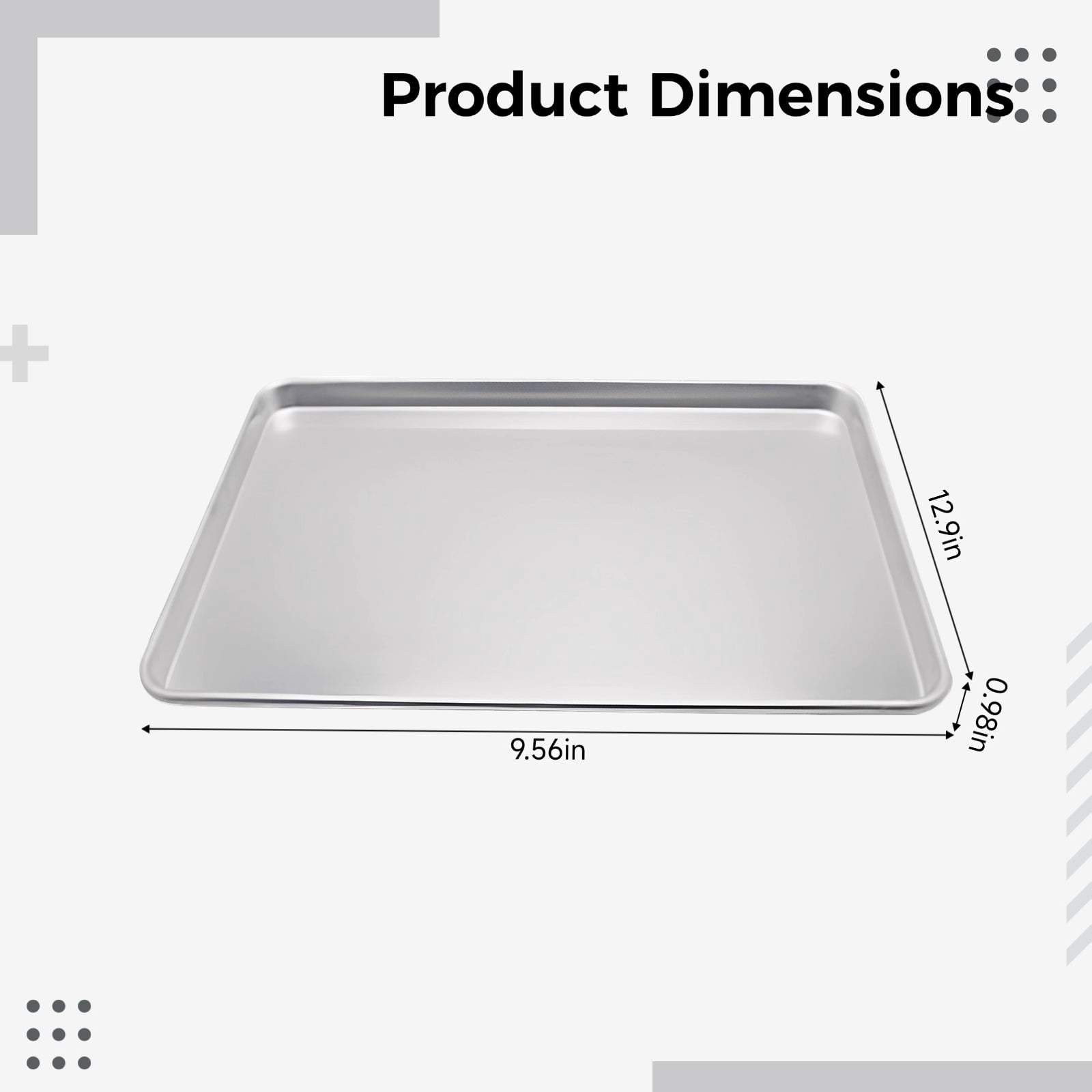 Aluminum Baking Sheet Pan, 9.6 x 13 in / 24.3 x 33 cm Commercial Aluminum Sheet Pan for Baking, Roasting, Toasting, Bun Pan with Flat Surface, Thick & Long-Lasting, Easy to Clean, Silver