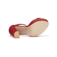 thumbnail image 5 of BLISSFUL STEP Women's Shoes Faux Suede Ankle Strap Open Toe High Chunky Heel Platform Sandals Red 7, 5 of 8