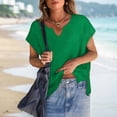 thumbnail image 5 of Green Womens Blouses Women's Cap Sleeve Shirts Casual Summer V Neck Tunic Tops Loose T Shirts Side Slit S 3XL Summer Tops, 5 of 6