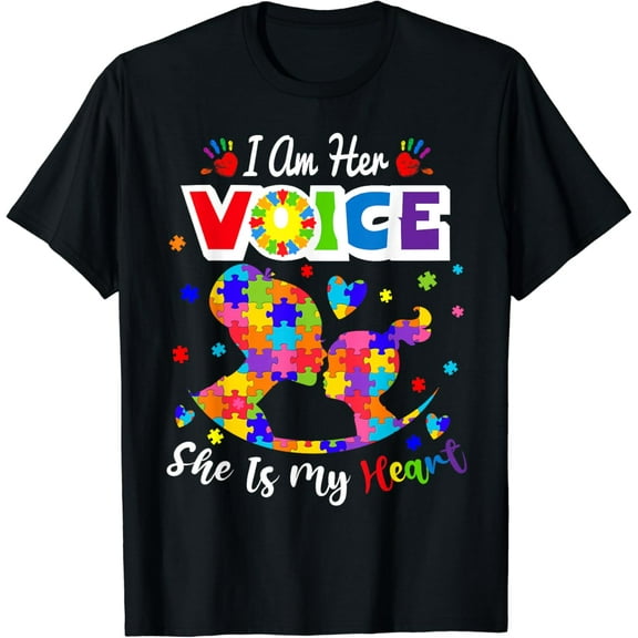 Autism Mom I'M Her Voice She Is My Heart Daughter Autism T-Shirt Unisex S-5XL Hot Trending Shirt, Vintage Birthday Gift