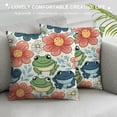 thumbnail image 3 of BCIIG Frogs Flowers Pattern Graphic Decorative Throw Pillow Cover for Home Couch Living Room Bed Sofa - Short Plush Pillow Case 1PC 22x22in, 3 of 5