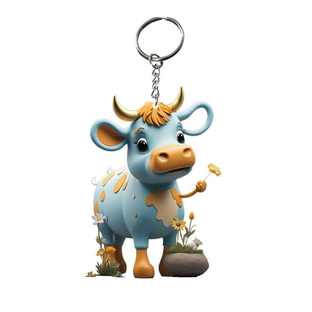 Decoración del hogar, decoración de la habitación, decoración de la pared 1 pieza llavero con colgantes de vaca vacas decoración de vaca acrílico nuevo colgante de yak serie de vacas llavero serie lla