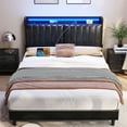 thumbnail image 2 of Cocosity Queen Size Upholstered Bed Frame with Ergonomic & Adjustable Storage Bookcase Headboard with Outlets, USB Ports and LED Light, 2 of 10