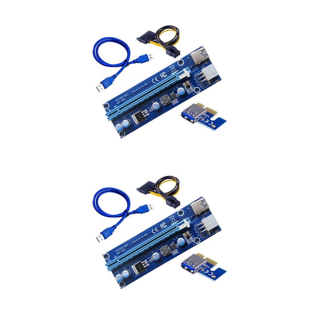 kurtrusly PCI-E Extender Card Mining Computer PCI-E 1x TO 16x Adapter with 6-pin & USB Interface with 1m USB Cable Blue 1M 2Set