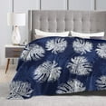 thumbnail image 5 of ZNDUO Lightweight Microfiber Bed Blanket, Blue Tropical White Leaves Pattern Super Soft Flannel Cozy Throw Blankets, 40"x30", 5 of 8
