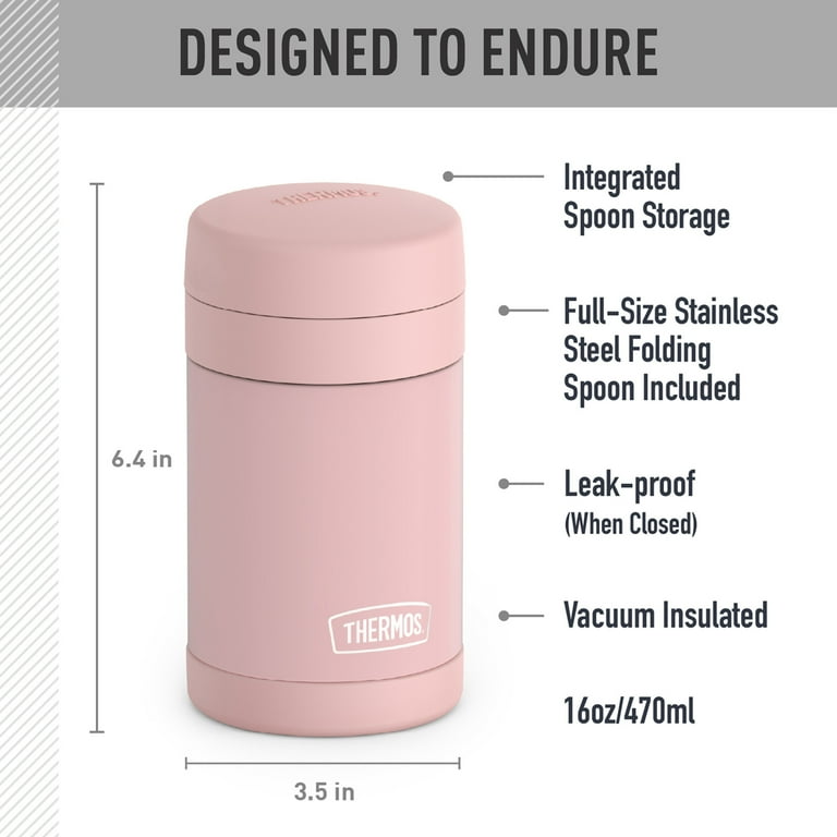 Thermos 16oz Insulated Food Jar with Folding Spoon, Sunset Pink