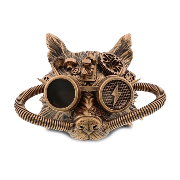 Attitude Studio Steampunk Mechanical Wolf Mask - Copper Wolf Costume Animal Mask for Men & Women, Steampunk Party Mask, Perfect for Halloween, Costume Parties, Conventions, and Special-Themed Events