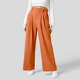 thumbnail image 6 of FUNUONY Wide Leg Pants Woman Pull On Stretchy Work Dress Pants High Waisted Business Casual Trousers Slacks Solid Color Straight Loose Yoga Pants Streetwear Stretchy Baggy Joggers Pants Rd1 S, 6 of 7