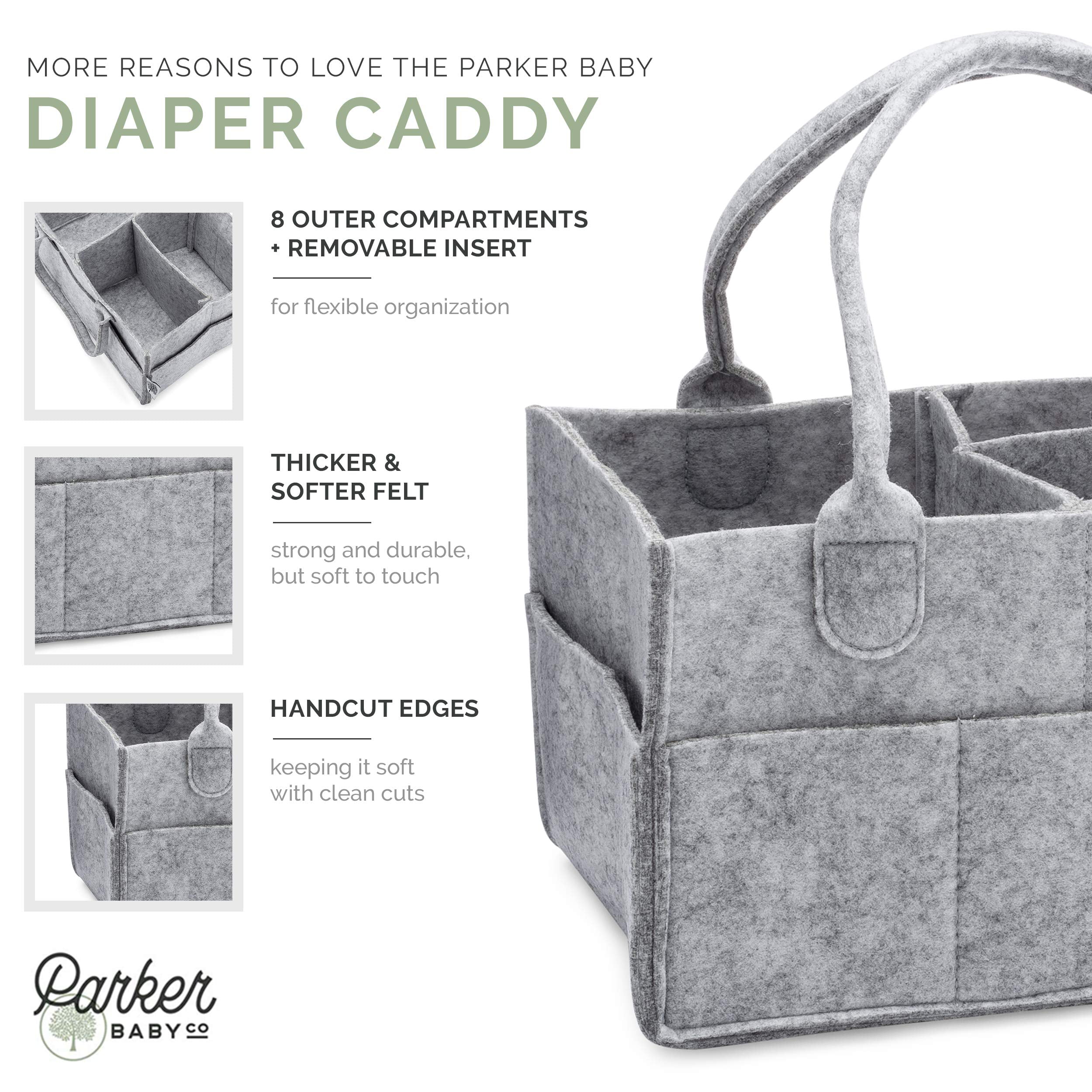 Parker Baby Felt Diaper Caddy - Oatmeal Nursery Storage for Diapers - Regular, Brown